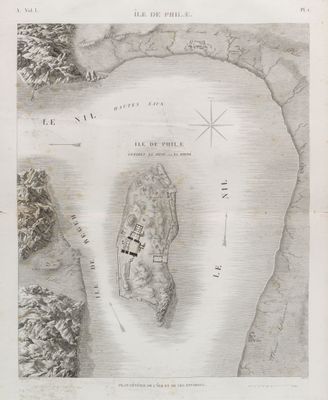 Île de Philæ. Plan général de l'île et de ses environs.