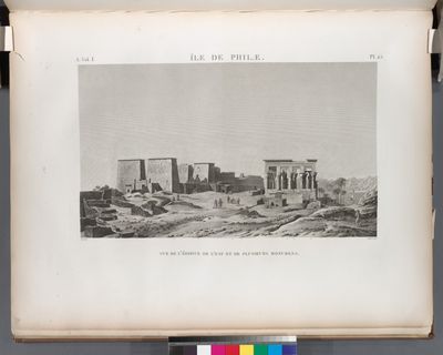 Île de Philæ. Vue de l'édifice de l'est et de plusieurs monumens.