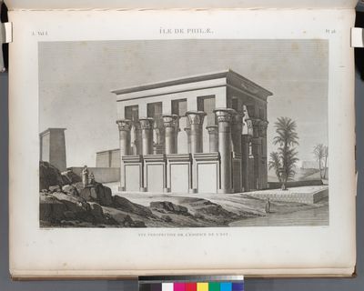 Île de Philæ. Vue perspective de l'édifice de l'est.