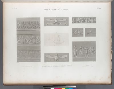Koum Omboû (Ombos). Sculptures et détails du Grand Temple.