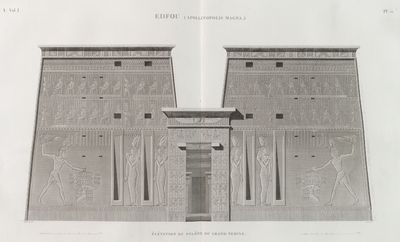 Edfou [Idfû] (Apollinopolis Magna). Élévation du pylône du Grand Temple