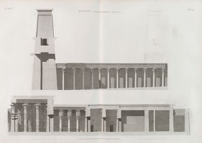 Edfou [Idfû] (Apollinopolis Magna). Coupe longitudinale du Grand Temple