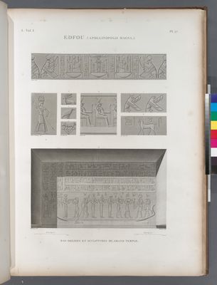 Edfou [Idfû] (Apollinopolis Magna). Bas-reliefs et sculptures du Grand Temple.