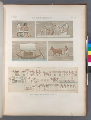 El Kab (Elethyia). Bas-reliefs de plusieurs grottes.