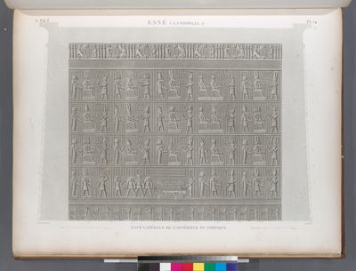 Esné [Isnâ] (Latopolis). Face latérale de l'intérieur du portique.