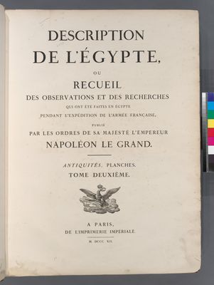 Description de l'Égypte, ... Antiquités. Planches. Tome deuxième. Vol. 2, [Title page]