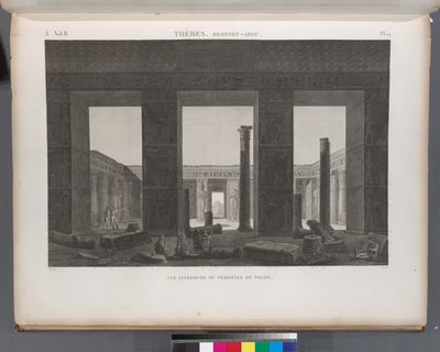 Thèbes. Medynet-Abou [Medinet Habu]. Vue intérieure du péristyle du palais.