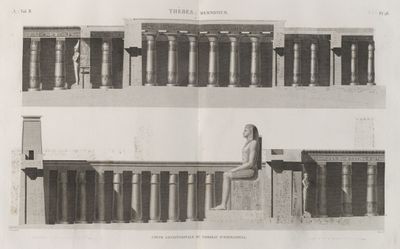 Thèbes. Memnonium [Ramesseum]. Coupe longitudinale du tombeau d'Osymandyas, prise de l'ouest.
