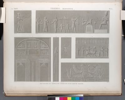 Thèbes. Memnonium [Ramesseum]. Bas-reliefs du temple de l'ouest et d'une grotte voisine.