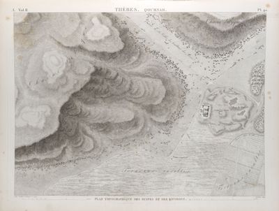 Thèbes. Qournah [Qurna]. Plan topographique des ruines et des environs.