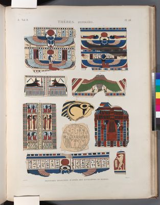 Thèbes. Hypogées. Peintures dessinées d'après des enveloppes de momies.