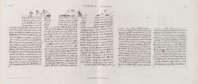 Thèbes. Hypogées. Manuscrit sur papyrus.