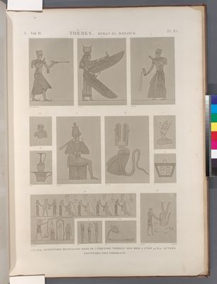 Thèbes. Bybân el-Molouk [Bîbân al-Mulûk]. 1-6.10-15. Peintures receuillies dans le 5-e tombeau des rois à l'est; 4.7-9. Autres peintures des tombeaux.