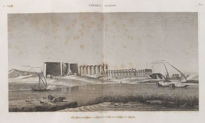 Thèbes. Louqsor [Luxor]. Vue générale prise d'une île en face des ruines du palais.