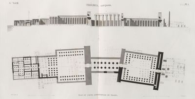 Thèbes. Louqsor [Luxor]. Plan et coupe logitudinale du palais.