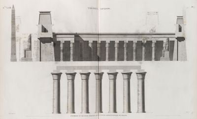 Thèbes. Louqsor [Luxor]. Première et seconde parties de la coupe logitudinale du palais.
