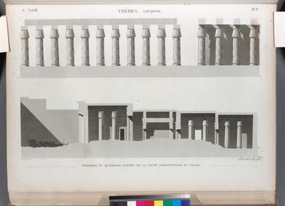 Thèbes. Louqsor [Luxor]. Troisième et quatrième parties de la coupe logitudinale du palais.