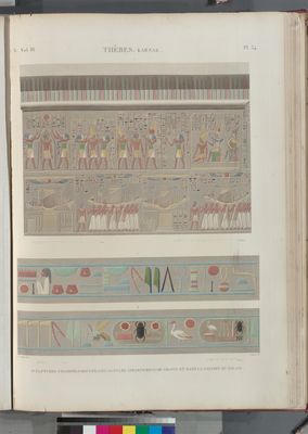 Thèbes. Karnak. Sculptures coloriées recueillies dans les appartemens de granit et dans la galerie du palais.