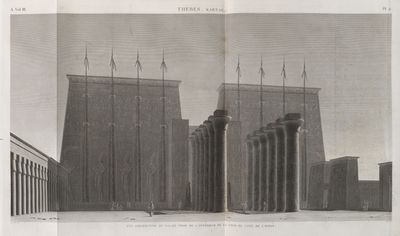 Thèbes. Karnak. Vue perspective du palais prise de l'intérieur de la cour du côté de l'ouest.