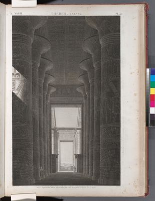 Thèbes. Karnak. Vue perspective intérieur du palais, prise de l'est.