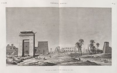 Thèbes. Karnak. Vue de la porte et des temples du sud.