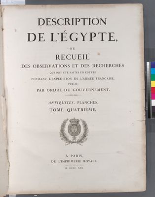Description de l'Égypte, ... Antiquités. Planches. Tome quatrième. Vol. 4, [Title page]