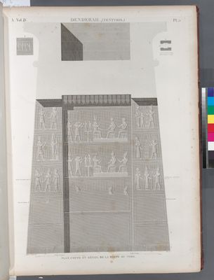Denderah [Dandara] (Tentyris). Plan, coupe et détail de la porte du nord.