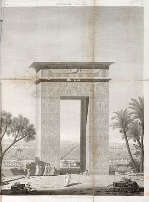 Denderah [Dandara] (Tentyris). Élévation perspective de la porte du nord.