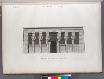 Denderah [Dandara] (Tentyris). Élévation du portique du Grand Temple.