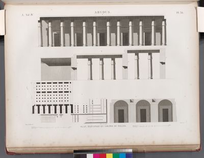 Abydus [Abydos]. Plan, élévation et coupes de palais.
