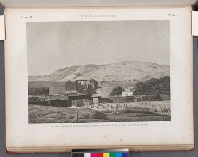 Syout [Asyût] (Lycopolis). Vue de la montagne et des hypogées prise à l'extrémité de la ville du côté de l'ouest.