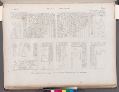 Syout [Asyût] (Lycopolis). Décorations hiéroglyphiques et bas-reliefs recueillis dans les hypogées.