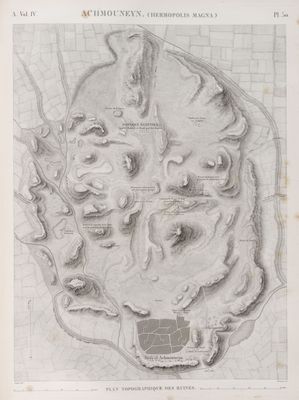 Achmouneyn (Hermopolis Magna). Plan topographique des ruines.