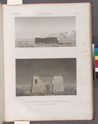 Fayoum [Fayyûm]. Vues d'un temple égyptien, situé vers l'extrémité occidentale du lac appelé Birket el-Qeroun [Birket Qarun, or Lake Moeris].