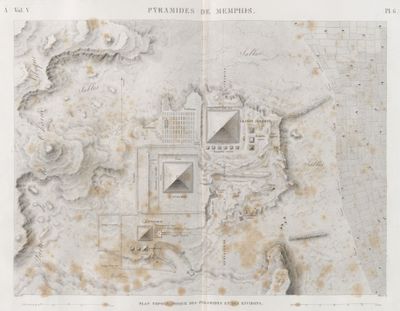 Pyramides de Memphis. Plan topographique des pyramides et des environs.