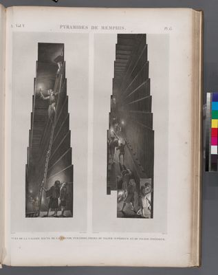 Pyramides de Memphis. Vues de la galerie haute de la Grande Pyramide, prise du palier supérieur et du palier inférieur.