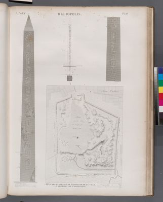 Héliopolis. 1. Plan des ruines et de l'enceinte de la ville; 2-4. Détails de l'obeslique.
