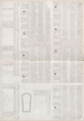Alexandrie [Alexandria]. 1-7. Plan et détails des sculptures d'un sarcophage en brèche égyptienne, trouvé dans l'édifice appelée Mosque de St. Athanase; 2-4. Face extérieures; 5-7. Face intérieures.