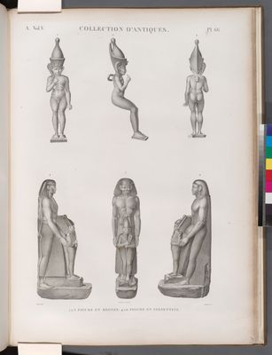 Collection d'antiques. 1-3. Figure en bronze; 4-6. Figure en serpentine.
