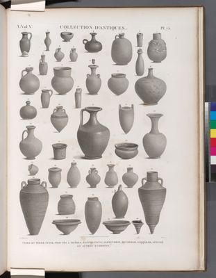 Collection d'antiques. Vases en terre cuite, trouvés à Thèbes, Éléphantine, Alexandrie, Denderah, Saqqârah, Antinoë et autres endroits.