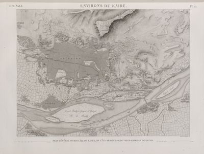 Environs du Kaire [Cairo]. Plan général de Boulâq, du Kaire, de l'île de Roudah [el-Rôda], du Vieux Kaire et de Gyzeh [Jîzah].
