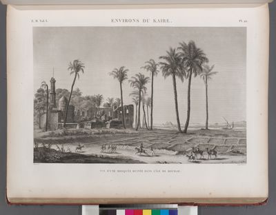 Environs du Kaire [Cairo]. Vue d'une mosquée ruinée dans l'île de Roudah [el-Rôda].