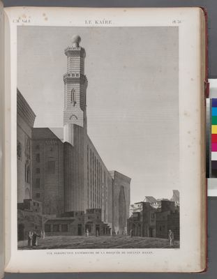 Le Kaire [Cairo]. Vue perspective extérieure de la Mosquée de Soultân Hasan.
