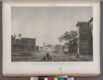 Le Kaire [Cairo]. Vue de la place appelée Birket el-Fyl [Birkat al-Fil], prise pendant l'inondation.