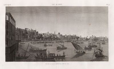 Le Kaire [Cairo]. Vue de la place Ezbekyeh [Ezbekîya], côté du sud.