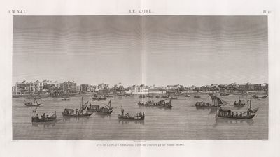 Le Kaire [Cairo]. Vue de la place Ezbekyeh [Ezbekîya], côté de l'ouest et du nord-ouest.