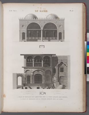 Le Kaire [Cairo]. 1.2. Plan et élévation d'un abreuvoir près la porte appelée Qarâ Meydân; 3.4. Plan et élévation de la citerne appelée Sibil Ali Agha.