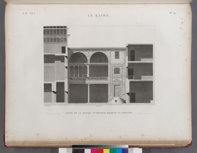 Le Kaire [Cairo]. Coupe de la maison d'Ibrâhym Kykheyd el-Sennary.