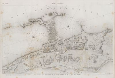 Alexandrie [Alexandria]. Plan général des deux ports, de la ville moderne, et de la ville des arabes.