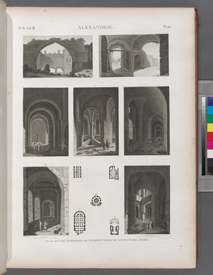 Alexandrie [Alexandria]. Plans et vues intérieures de plusieurs tours de l'enceinte des arabes.